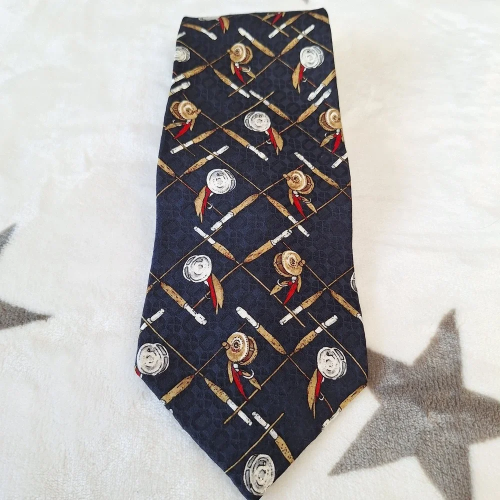 Vintage LL Bean Mens Fly Fishing Tie 100%‎ Silk Made In The USA Outdoor Gift